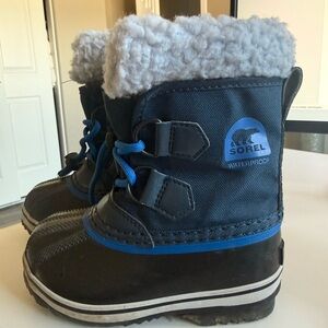 Sorel Kids Navy and Gray Fleece-Trim Winter Boots